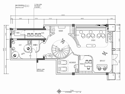 300㎡SPA美容会所CAD施工图