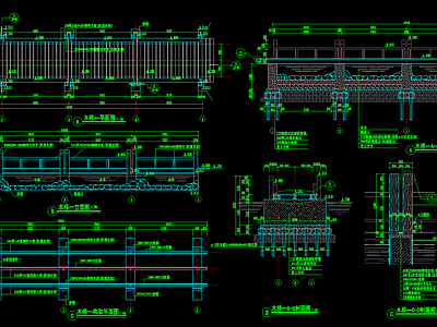 景观桥景观节点施工图 景观小品