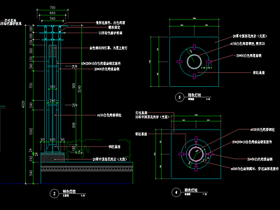 景观灯柱节点详图施工图 景观小品