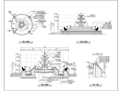 欧式特色水景雕塑施工图 景观小品