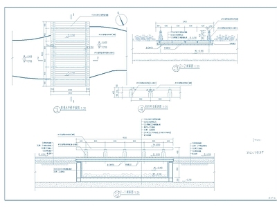 现代简约木平桥节点详图 景观小品