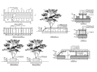 现代简约景观桌椅组合详图 景观小品