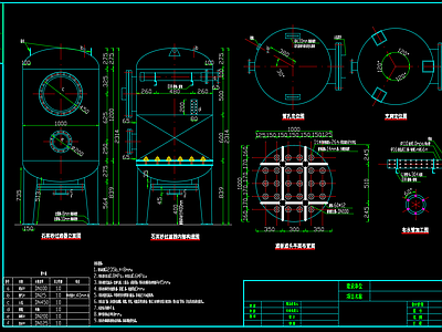 1000石英砂过滤器内部构造图立面图施工图