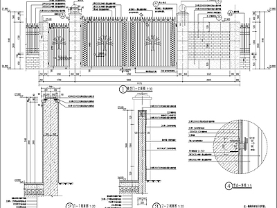 现代复古铁艺门详图 施工图 通用节点