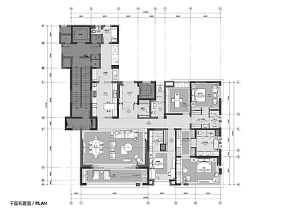 300㎡大平层豪宅样板房CAD施工图