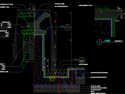欧式花钵花柱水景 施工图
