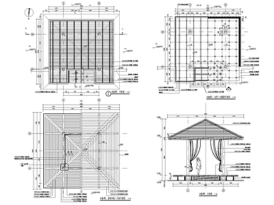 现代简约四角亭 施工图