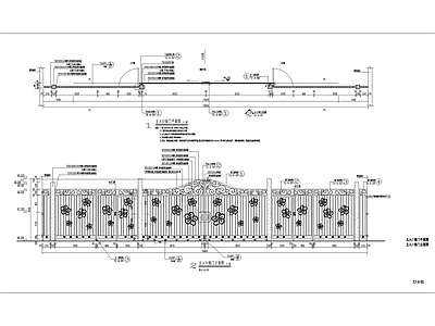 入口铁艺大门 施工图 通用节点