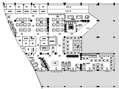 美食广场概念布局图CAD 施工图