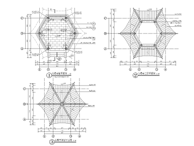 六角亭古建亭子 施工图