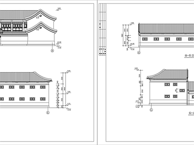 中式四合院纸办公楼建筑 施工图