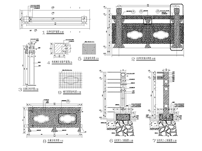 石护拦杆 节点详图