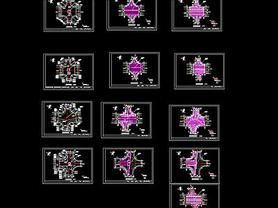 道路交叉口竖向设计图 交叉口板块划分设计图 施工图 交通道路