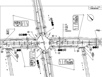 交通路口标志 道路交叉口标线箭头标记 施工图 交通道路