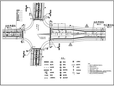 交通路口标志图 道路交叉口标线图 施工图 交通道路