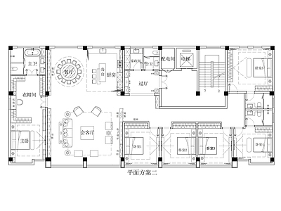 350平大平层平面布局 施工图