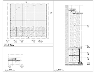 天花地面入户门电视背景墙节点大样图 施工图