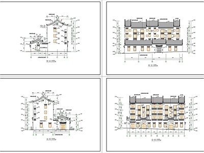 中式古建筑民居建筑施工图cad