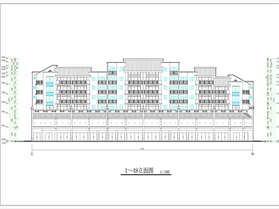 中式民居商住楼cad