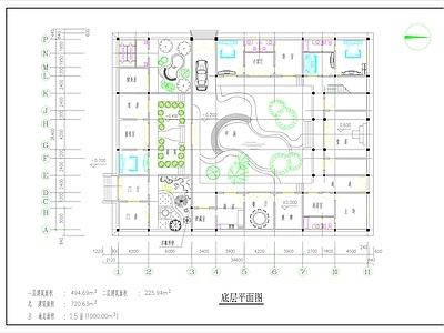 中式四合院建施平面图cad