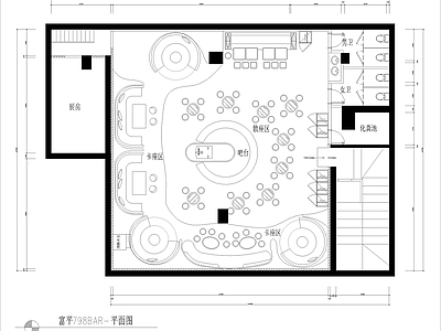 韩国富平酒吧平面布置图 施工图