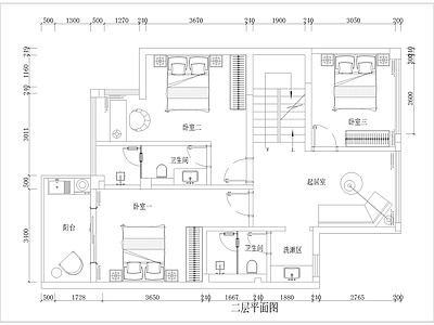 江城原著别墅平面图 施工图