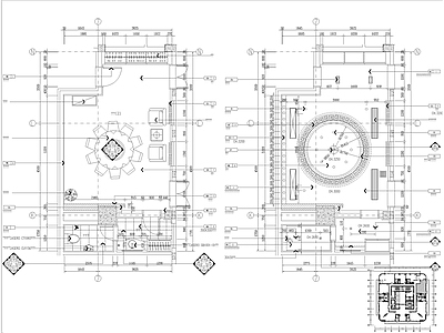 餐厅圆桌小包间 施工图