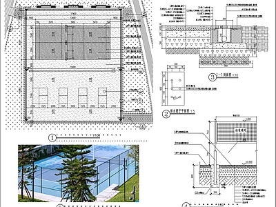 羽毛球场平面详图 施工图