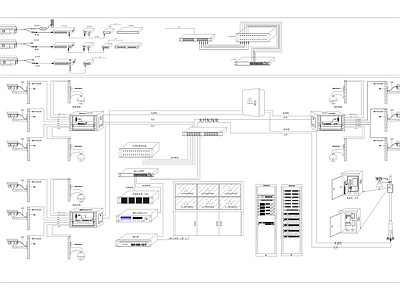 监控系统详细系统图图块 施工图