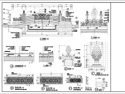 东南亚风格庭院景观桥 施工图 景观小品