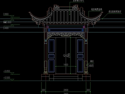 中式古建将军门 施工图 大