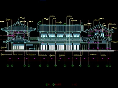 三层古典风格小型影视基地建筑 施工图