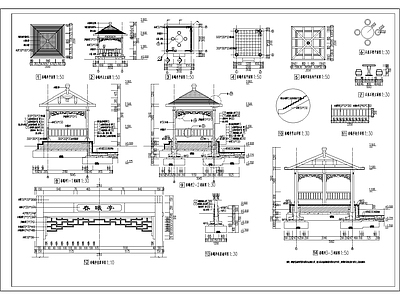 中式景观亭 施工图 景观小品