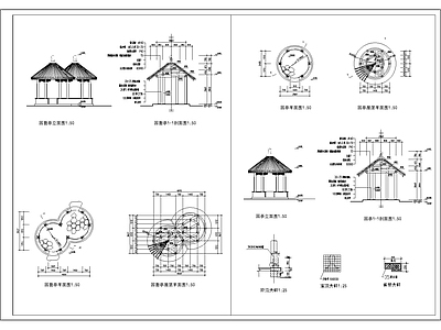 圆形园套亭 施工图 景观小品