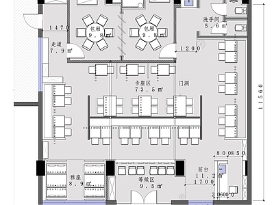 中餐厅平面布置图 施工图