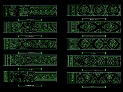 中国画中式纹理及建筑门扣CAD线条图案 施工图 平面图块