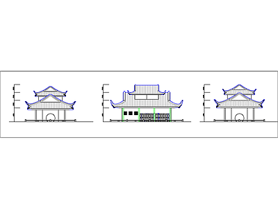 全套江南风格苏式浙江古建歇山顶建筑 施工图 景观小品