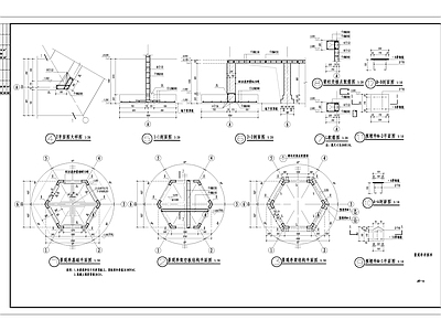 欧式简约居住区六角景观亭 施工图