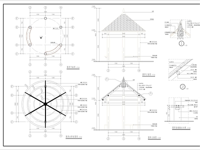 现代田园圆草亭 施工图