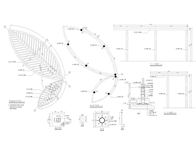 现代简约树叶造型景观亭子 施工图
