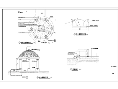 欧式简约圆顶铁艺景观亭 施工图