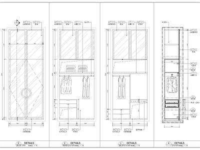 总裁室衣柜造型墙大样图 施工图