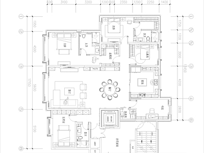 150平新古典家装 施工图 效果图 平层