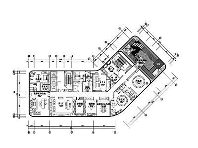 新中式风格会所平面布置图 施工图