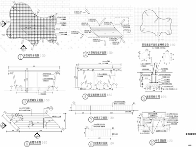 现代异形景观廊架详图