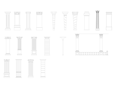 新古典罗马柱合集 平面图块