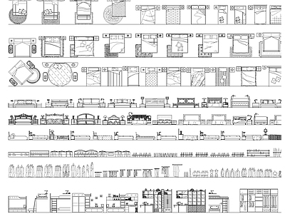 室内设计各种床图库 施工图