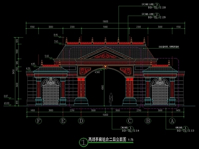 欧式U型亭廊组合 详图 景观小品