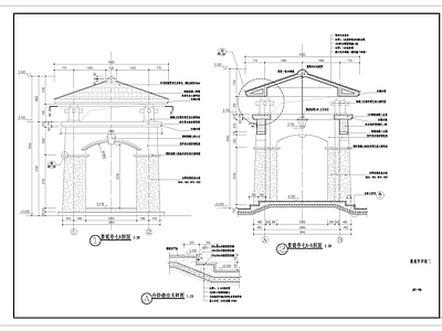 欧式双层四角景观亭 施工图