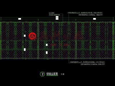 现代钢架钢网绿化围墙详图 施工图